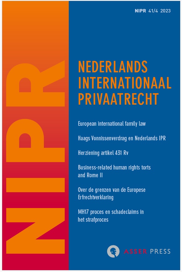 Dutch Journal of PIL (NIPR) – issue 2023/4 – Conflict of Laws